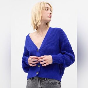 Gap Shaker Stitch Cardigan in Rolling Bay Blue